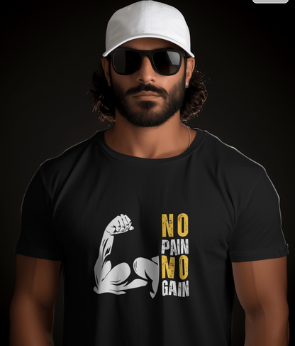 Wolvar “No Pain No Gain” Gym T-Shirt | Fitness Motivation Tee for Bodybuilders & Athletes