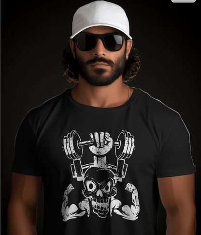 Wolvar Skull Gym T-Shirt | Hardcore Weightlifting & Powerlifting Workout Tee