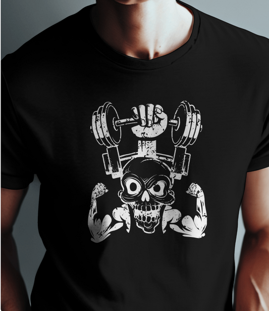 Wolvar Skull Gym T-Shirt | Hardcore Weightlifting & Powerlifting Workout Tee