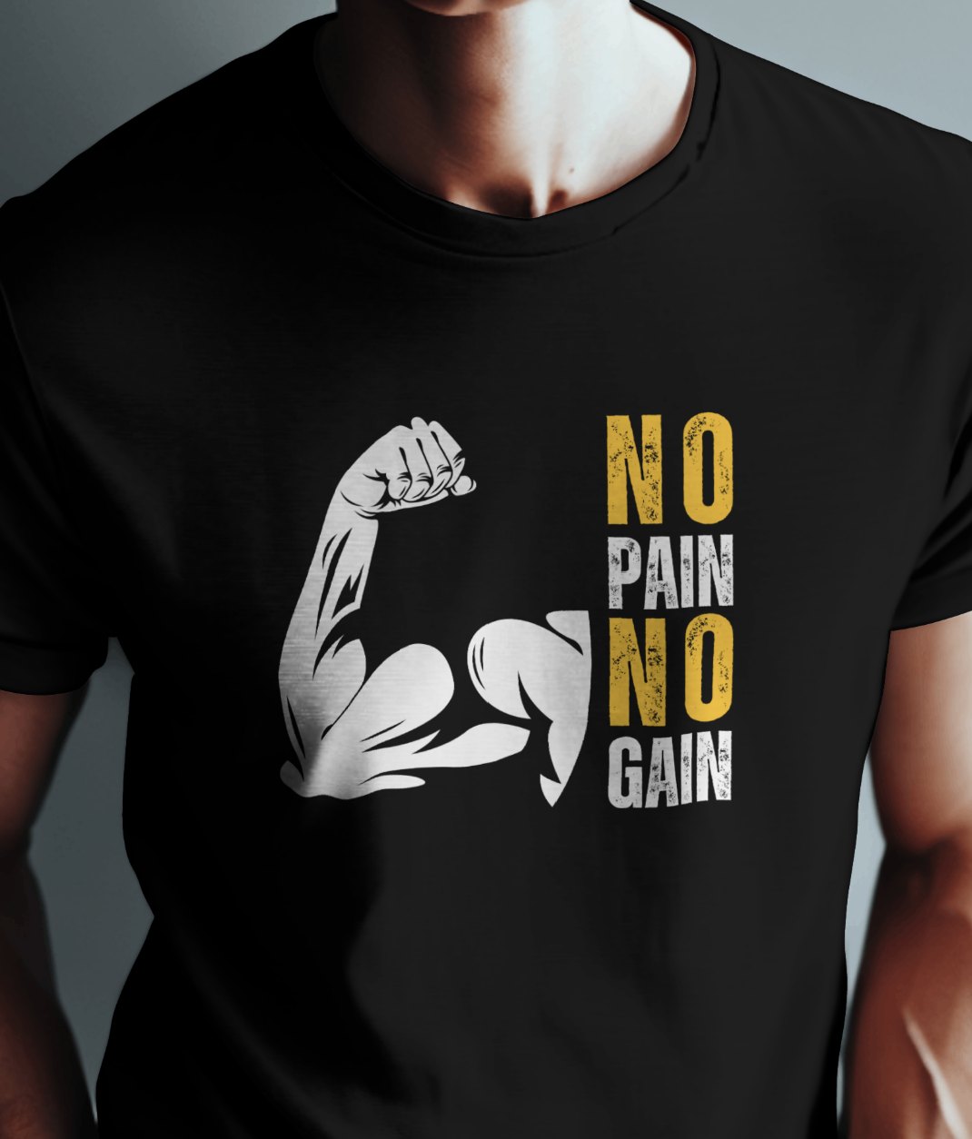 Wolvar “No Pain No Gain” Gym T-Shirt | Fitness Motivation Tee for Bodybuilders & Athletes
